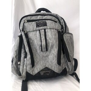 Eddie Bauer Bridgeport Diaper Bag Backpack Gray Black Trim